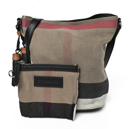 Burberry Canvas Mega Check Medium Ashby Bucket Bag Brown 3 of 10