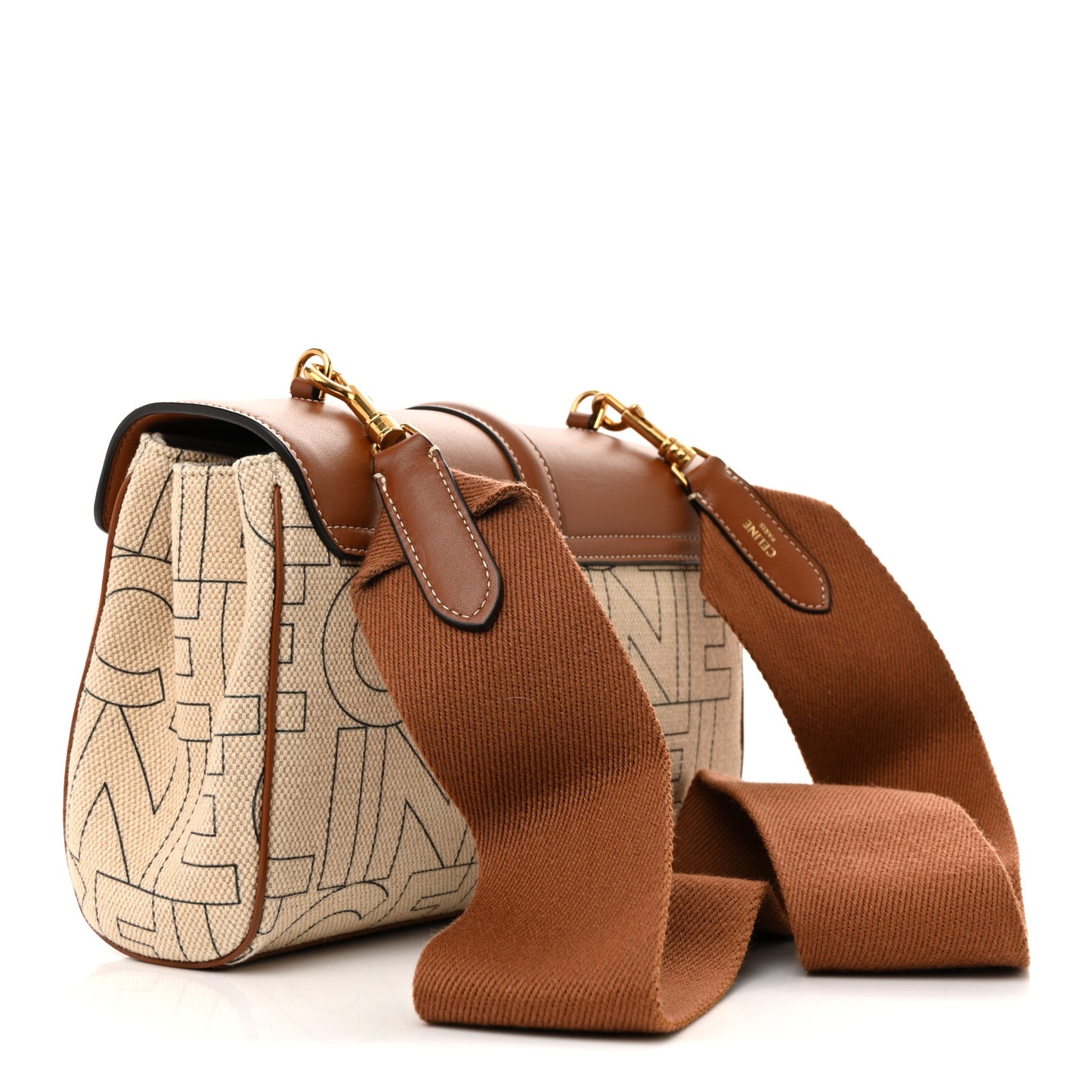 Canvas Smooth Calfskin Teen 16 Crossbody Bag Natural Tan