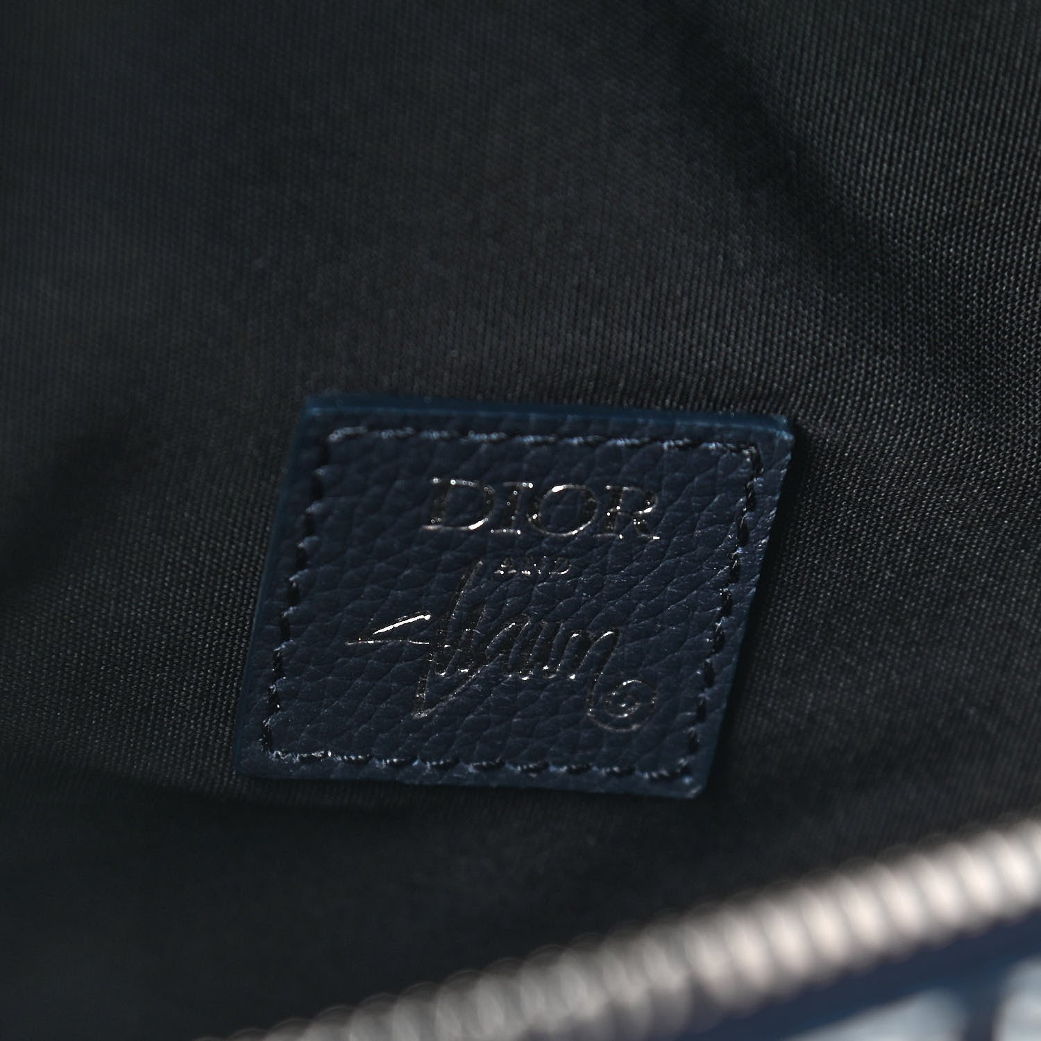 Christian Dior X SHAWN STUSSY Grained Calfskin Printed Mens Saddle Bag Navy Blue 6 of 9