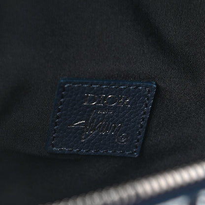 Christian Dior X SHAWN STUSSY Grained Calfskin Printed Mens Saddle Bag Navy Blue 6 of 9