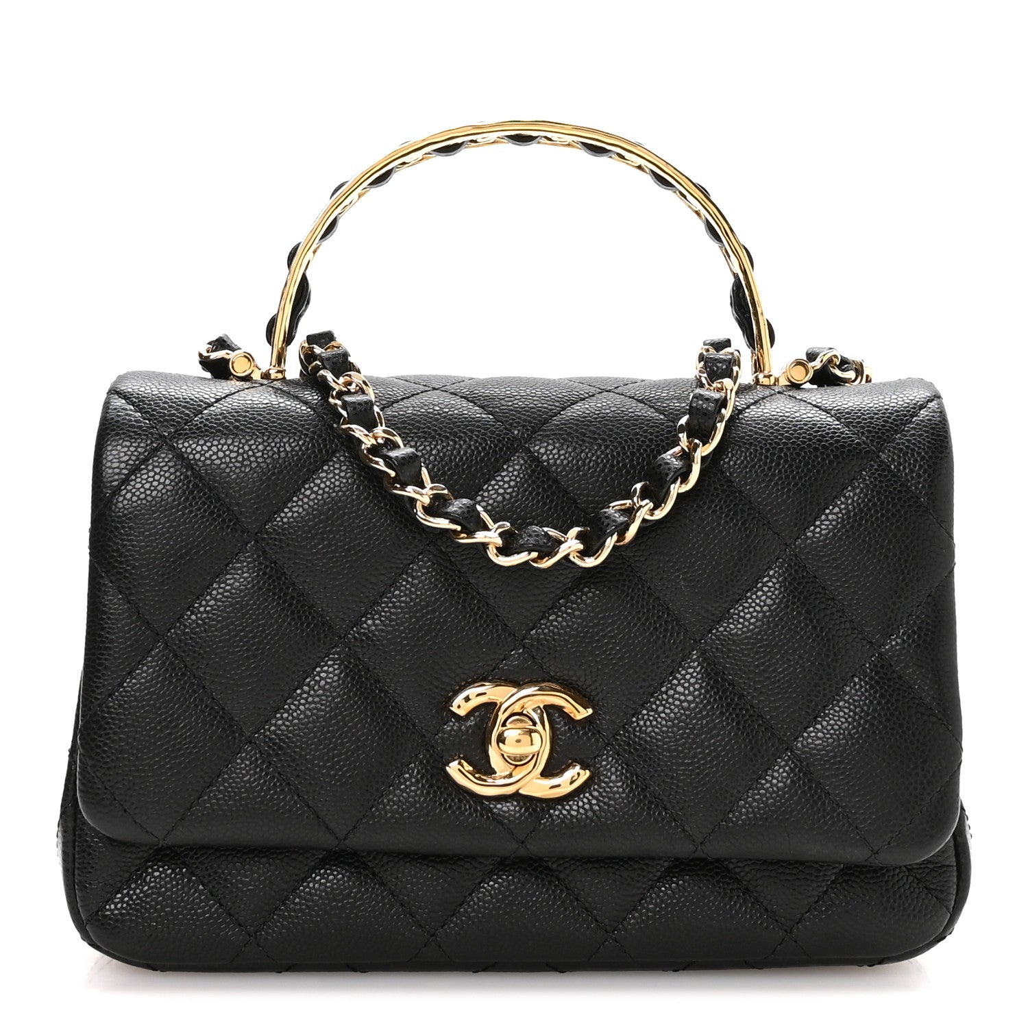 Chanel Caviar Quilted Metal Top Handle Mini Flap Black 1 of 11