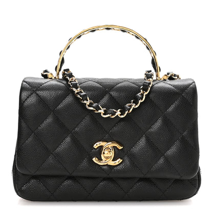 Chanel Caviar Quilted Metal Top Handle Mini Flap Black 1 of 11