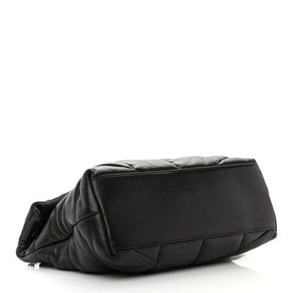 Saint Laurent Lambskin Quilted Monogram Monochrome Medium Loulou Puffer Chain Satchel Black 4 of 14