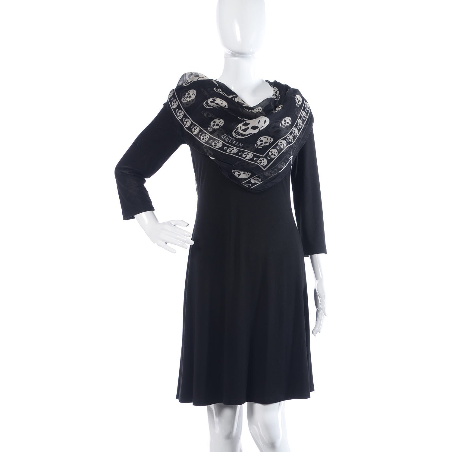 Alexander McQueen Silk Chiffon Skull Scarf Black Ivory 2 of 4