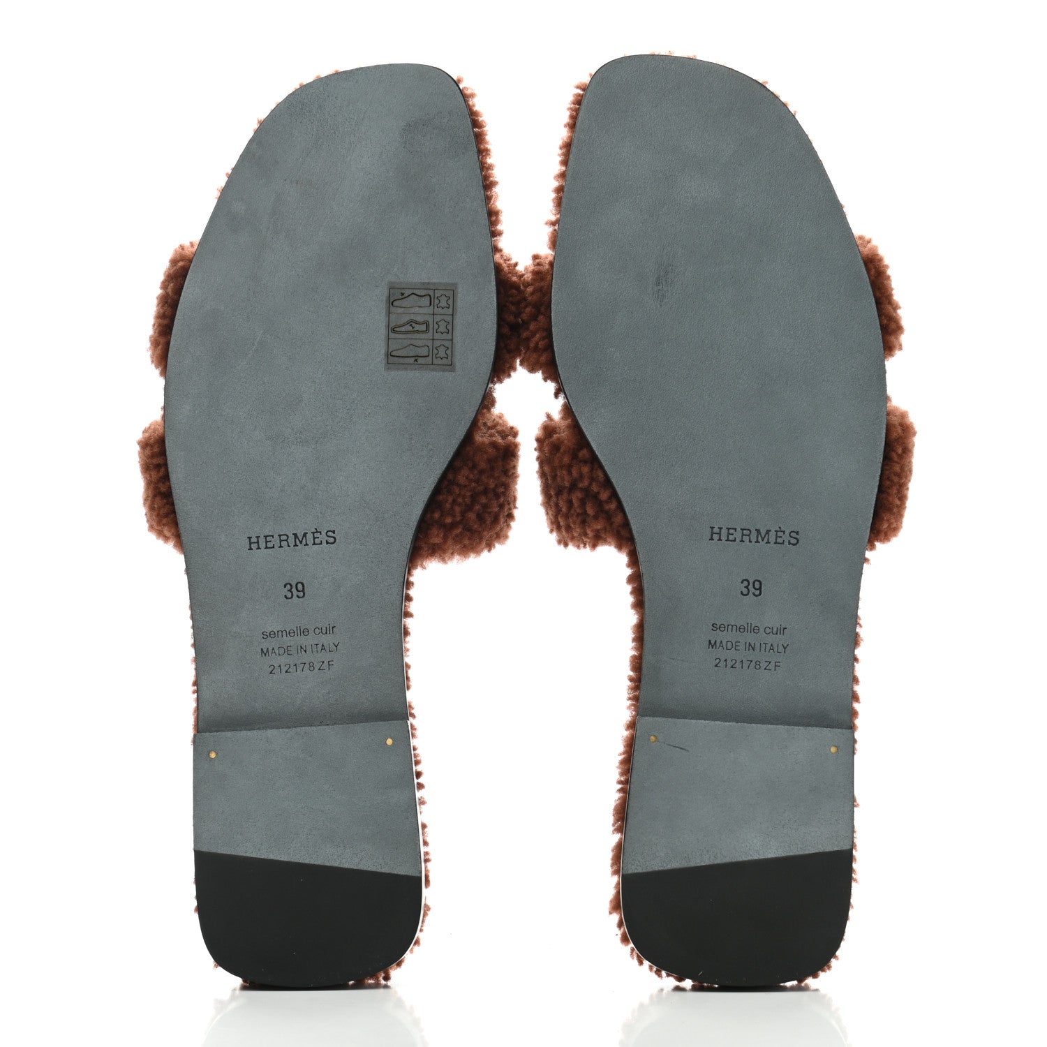 Hermes Woolskin Oran Sandals 39 Cognac 5 of 8