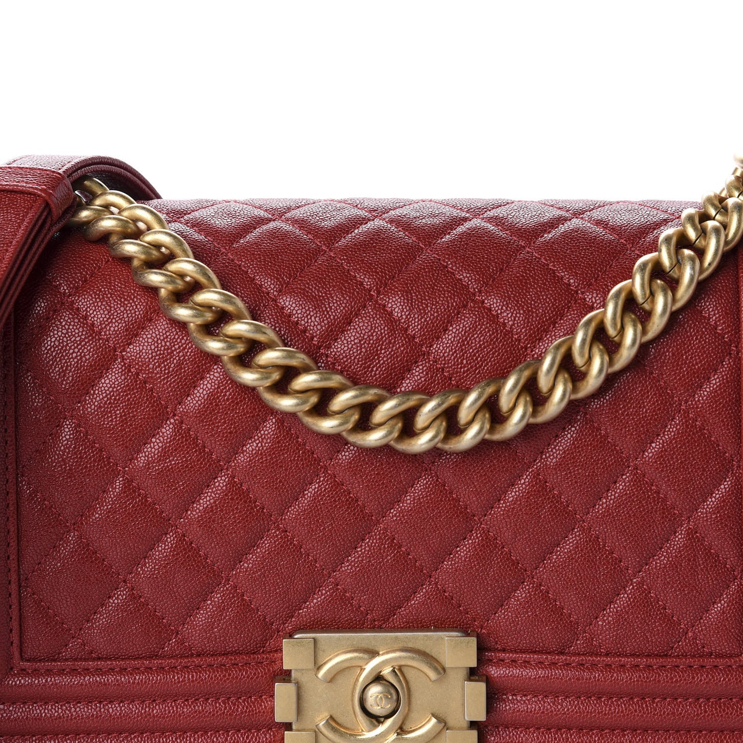 Caviar Quilted Medium Boy Flap Dark Red