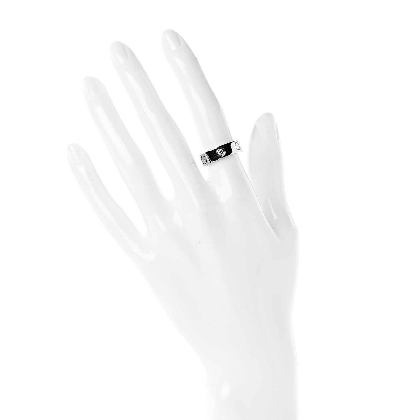 18K White Gold 3 Diamond 5.5mm LOVE Ring 49 4.75