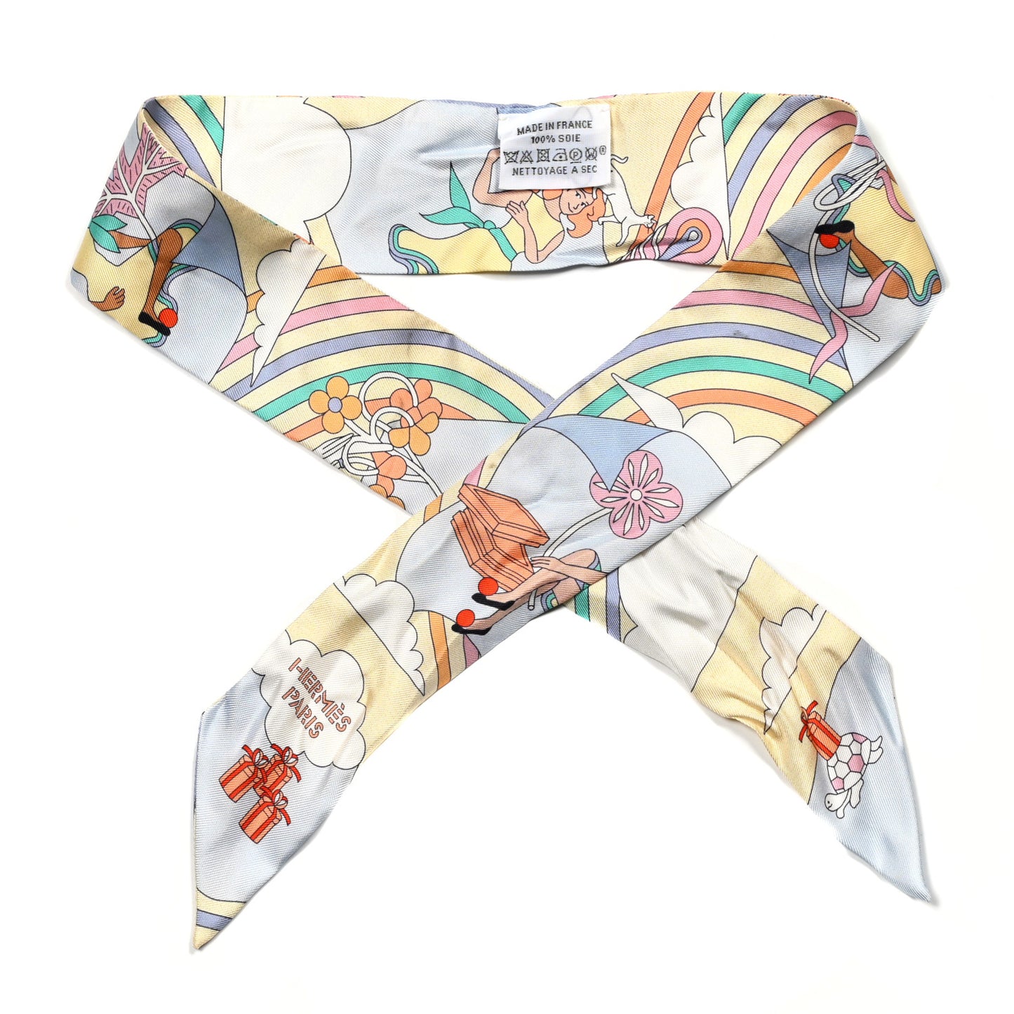 Silk Carres Volants Twilly Jaune Soufre Ciel Vert Jade
