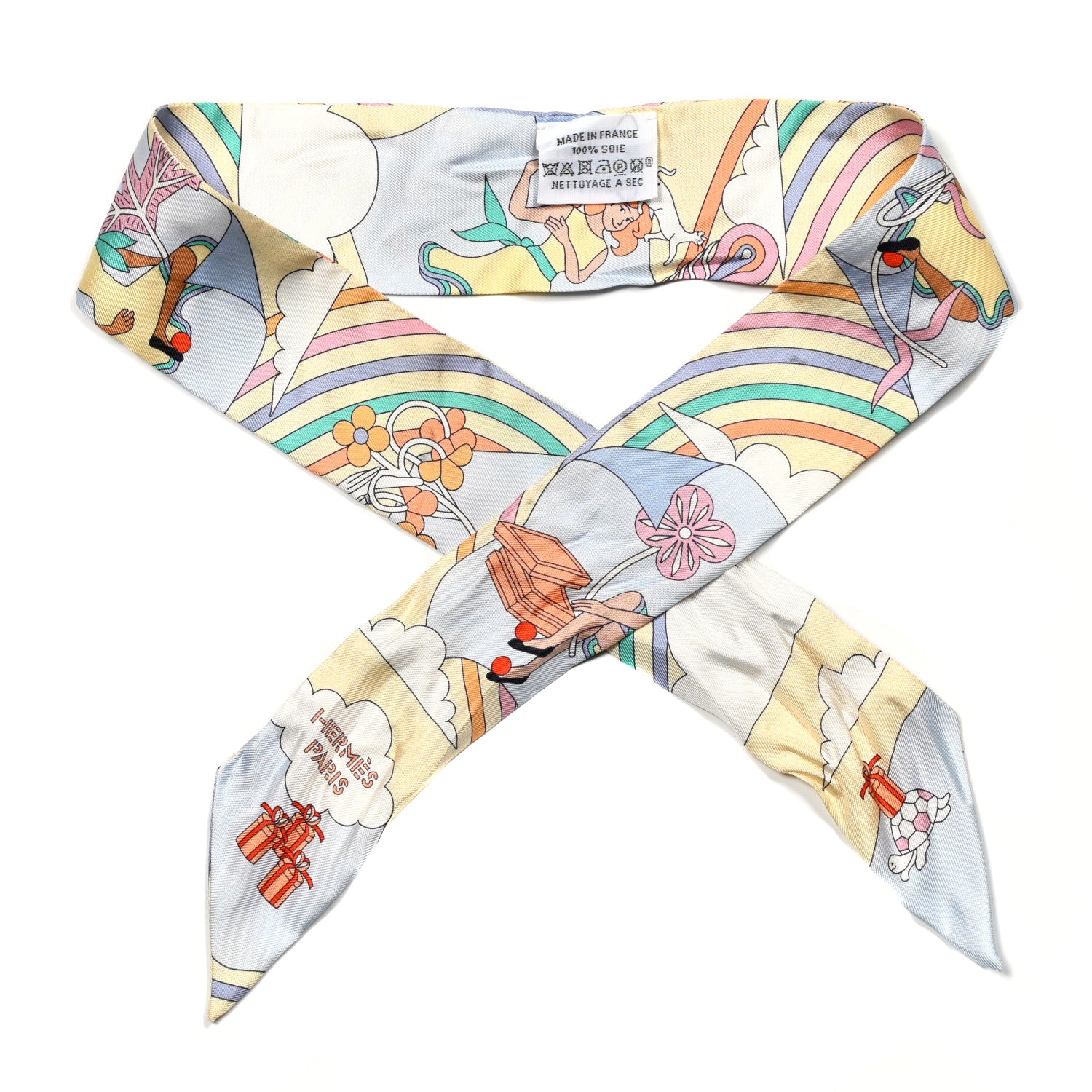 Hermes Silk Carres Volants Twilly Jaune Soufre Ciel Vert Jade 2 of 5