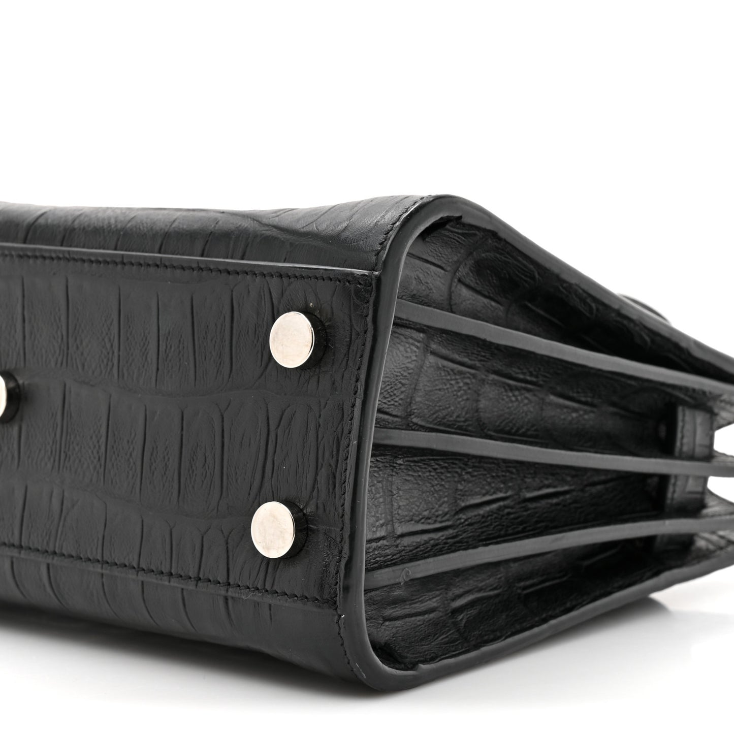 Calfskin Crocodile Embossed Nano Sac De Jour Black