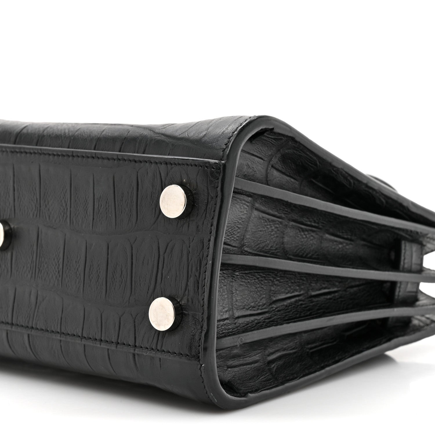 Saint Laurent Calfskin Crocodile Embossed Nano Sac De Jour Black 8 of 13