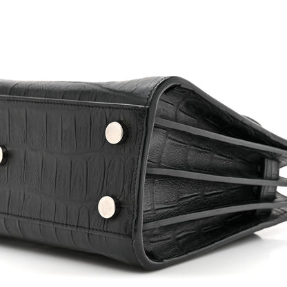 Saint Laurent Calfskin Crocodile Embossed Nano Sac De Jour Black 8 of 13
