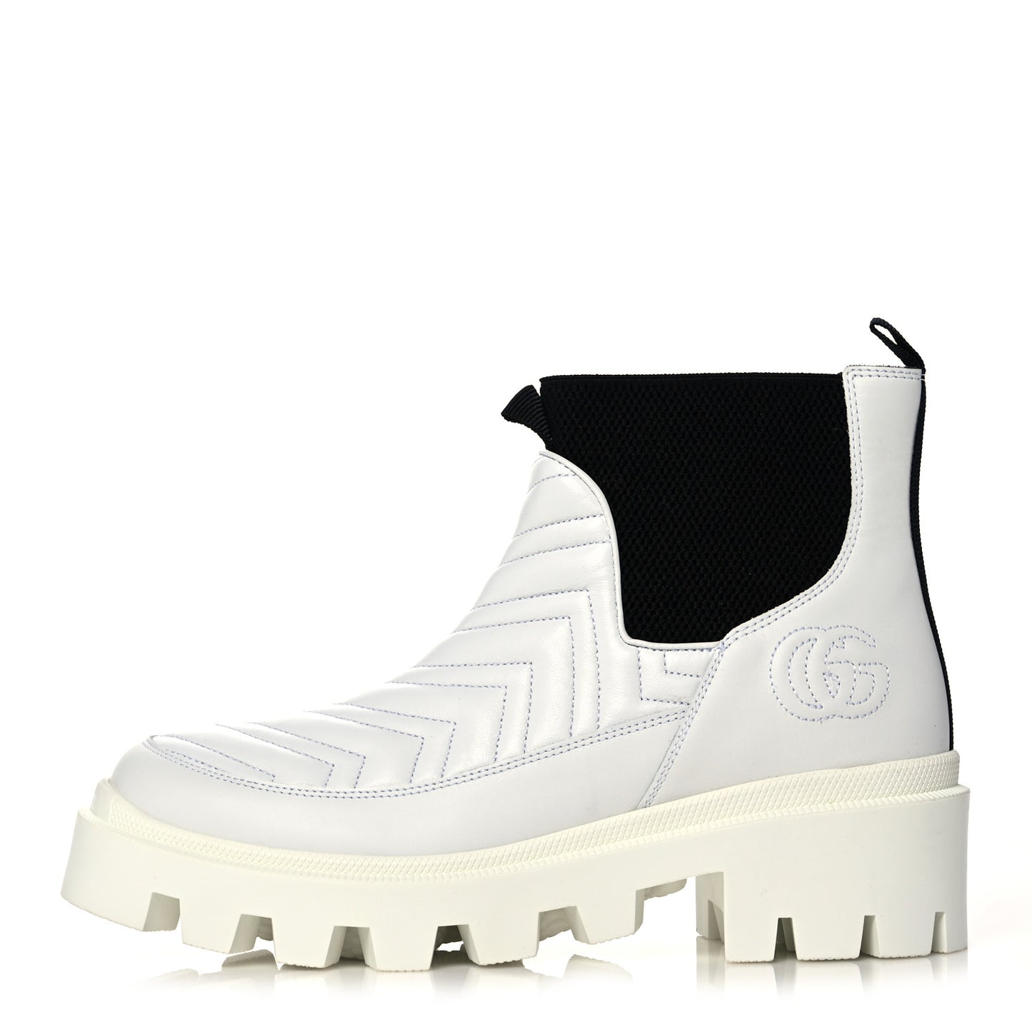 Calfskin Nappa Matelasse Frances Chelsea Boots 40 Great White Black