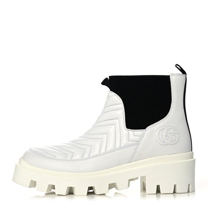 Gucci Calfskin Nappa Matelasse Frances Chelsea Boots 40 Great White Black 1 of 8