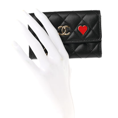 Chanel Caviar Quilted Enamel Coco Casino Flap Card Holder Wallet Black 2 of 9