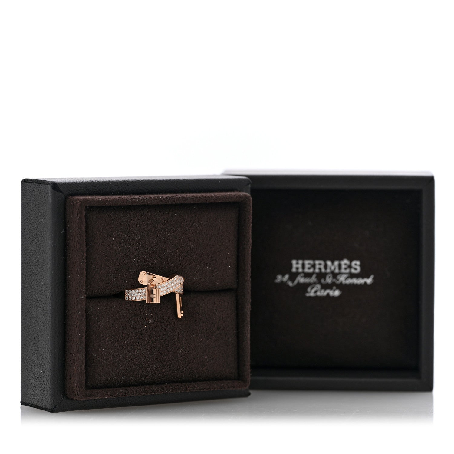 Hermes 18K Rose Gold Diamond Kelly Gavroche Ring 52 6 5 of 5