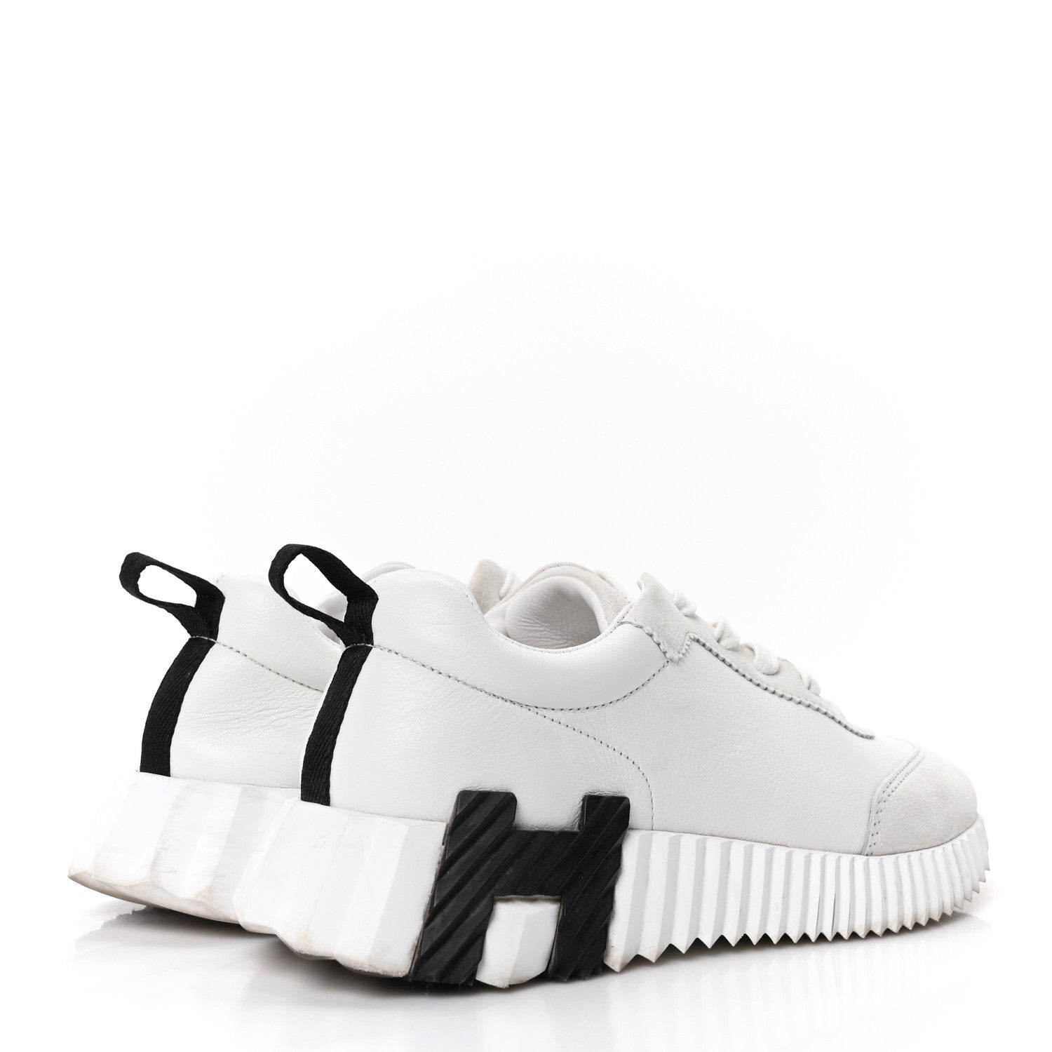 Hermes Calfskin Suede Goatskin Bouncing Sneakers 36 White 5 of 9