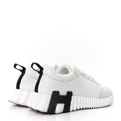 Hermes Calfskin Suede Goatskin Bouncing Sneakers 36 White 5 of 9