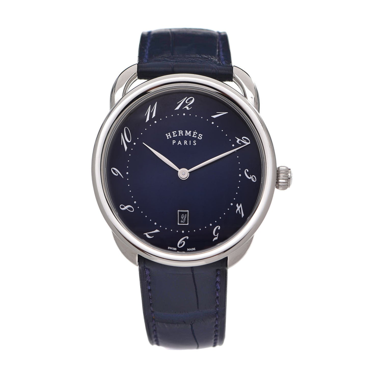 Stainless Steel Alligator 40mm Arceau Quartz Watch Bleu Abysse