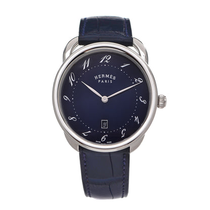 Hermes Stainless Steel Alligator 40mm Arceau Quartz Watch Bleu Abysse 1 of 5