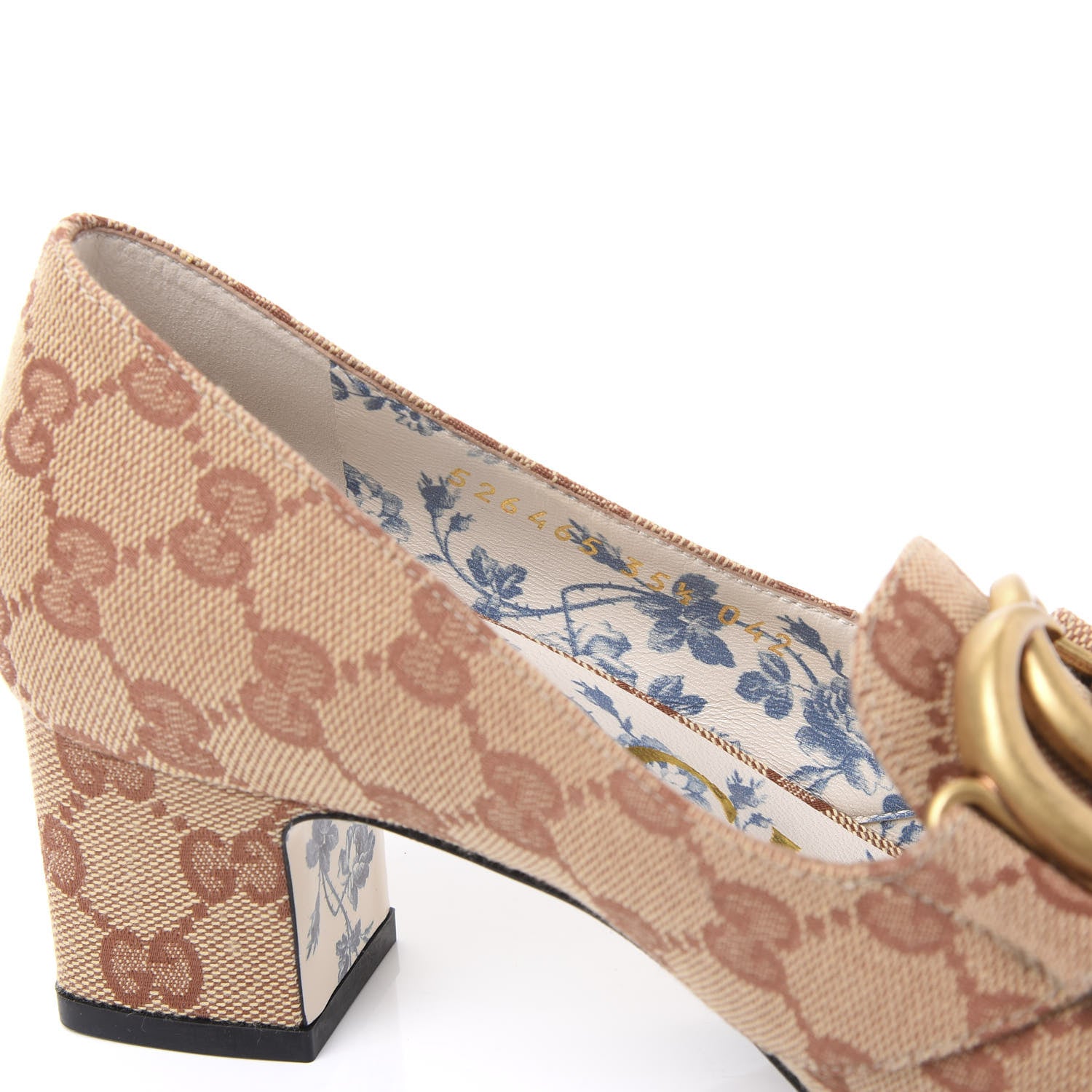 Gucci Monogram GG Victoire 55mm Loafer Pumps 35.5 Beige Ruggine 8 of 9