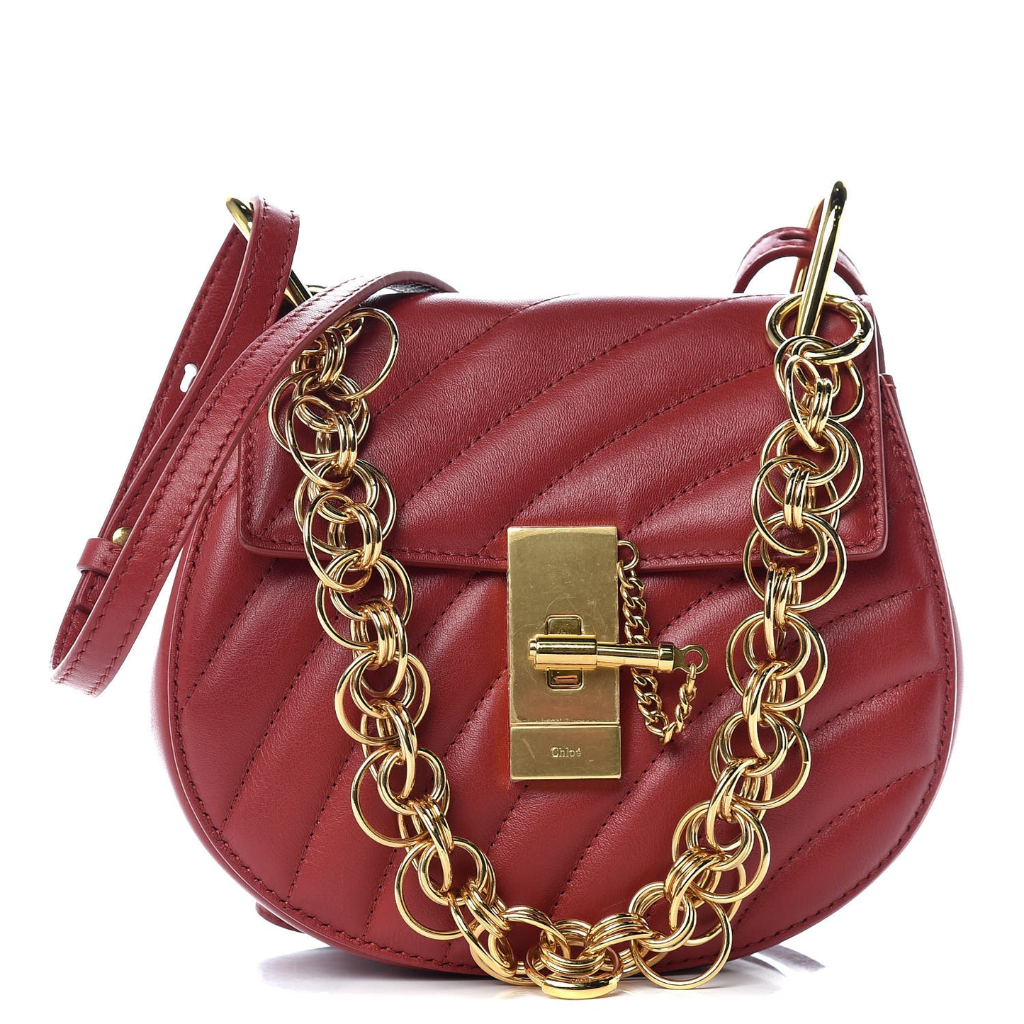 Calfskin Quilted Mini Drew Bijou Shoulder Bag Dahlia Red