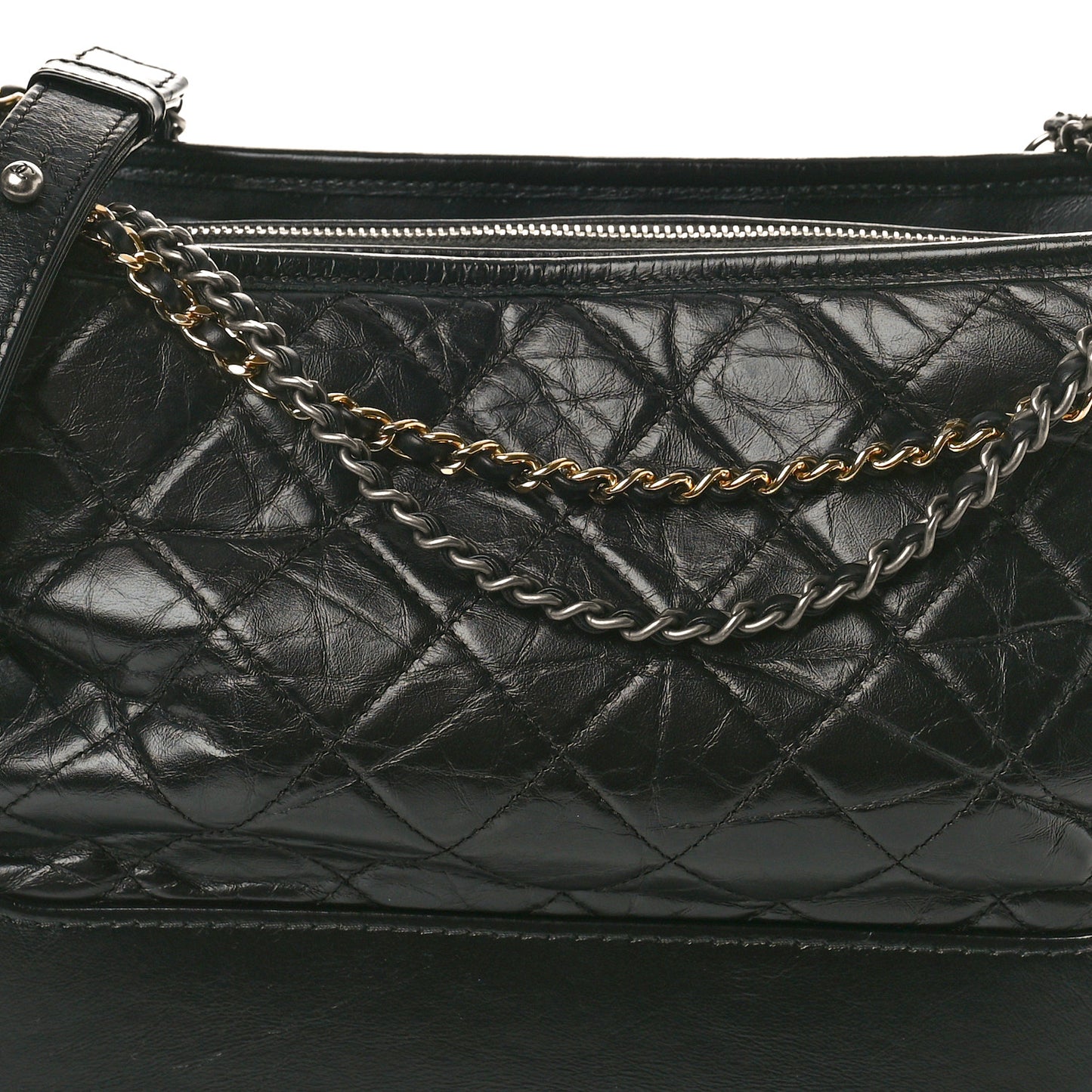 Aged Calfskin Quilted Medium Gabrielle Hobo Black
