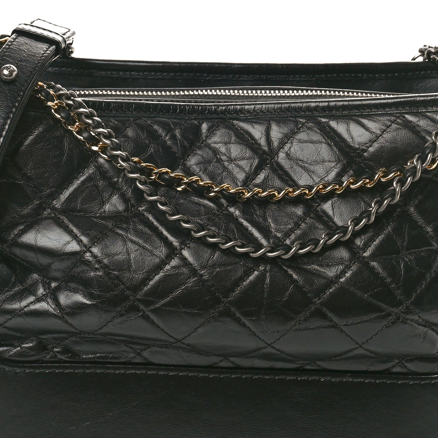Chanel Aged Calfskin Quilted Medium Gabrielle Hobo Black 8 of 16