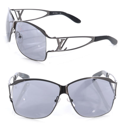 Louis Vuitton Metal LV Logo Aviator Sunglasses Black 1 of 5