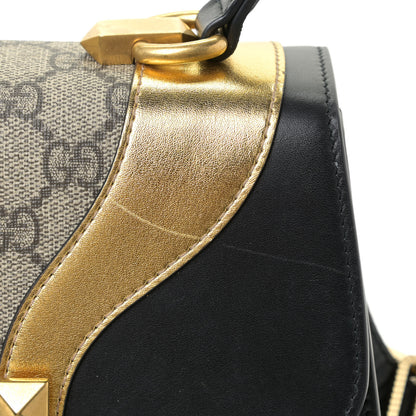 Gucci GG Supreme Monogram Small Osiride Top Handle Bag Black Gold 16 of 25