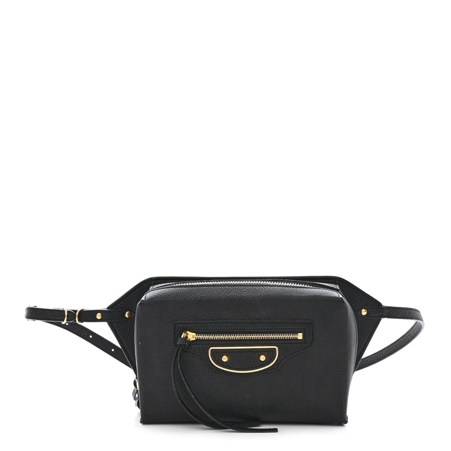 Chevre Gold Metallic Edge Hardware Bum Bag Black