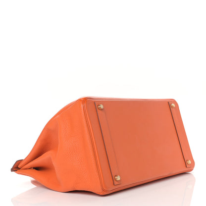 Hermes Taurillon Clemence Birkin 40 Orange 3 of 19