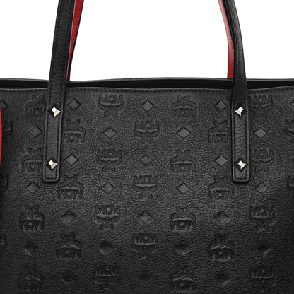 MCM Calfskin Ottomar Monogram Medium Klara Shopper Tote Black 8 of 12