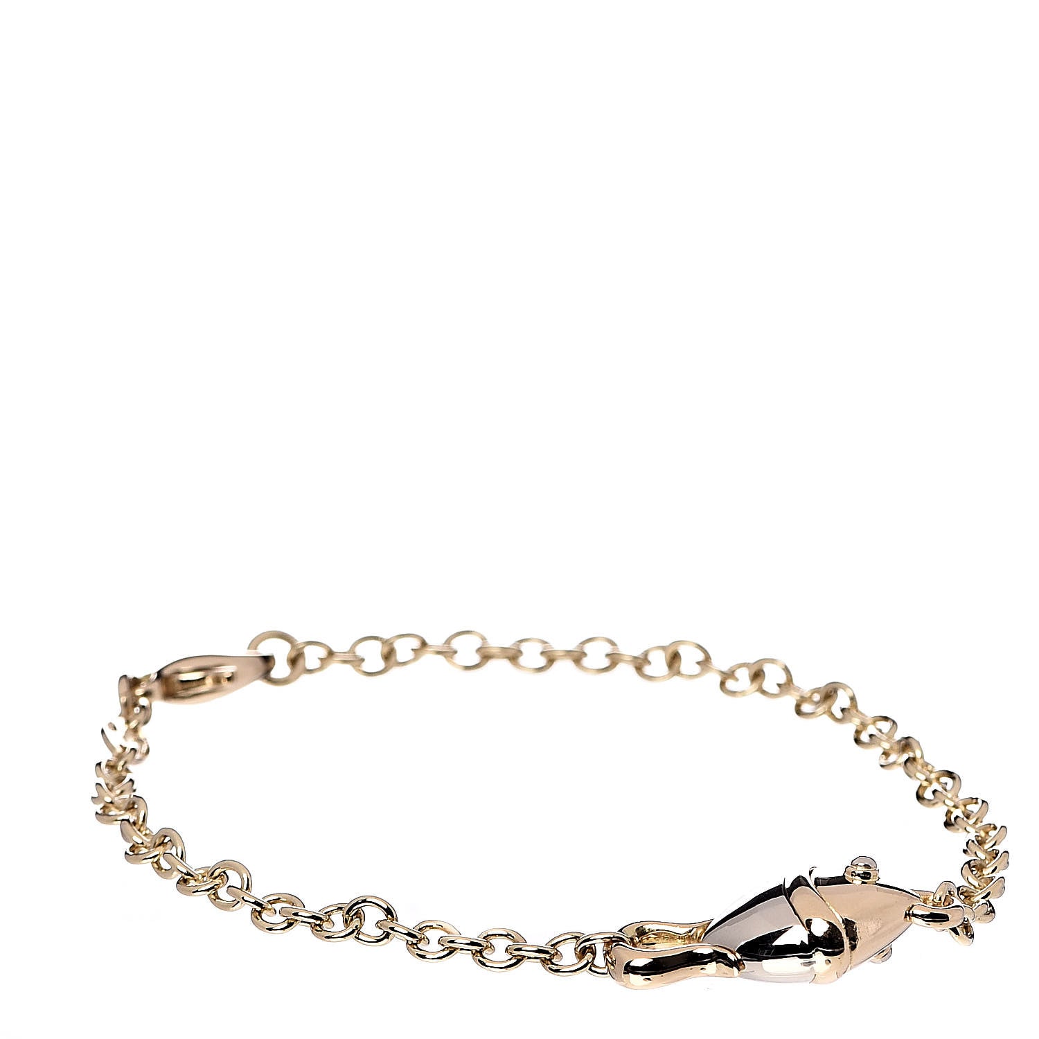 Bulgari 18K Yellow White Gold Fish Chain Bracelet 1 of 4