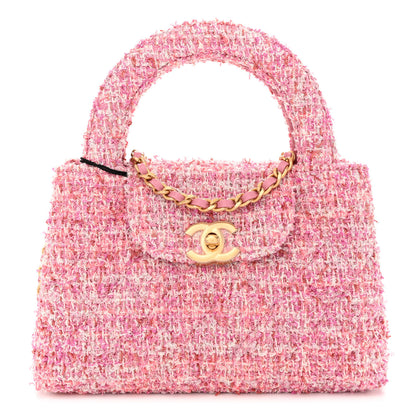 Chanel Tweed Quilted Nano Kelly Shopper Pink 1 of 10