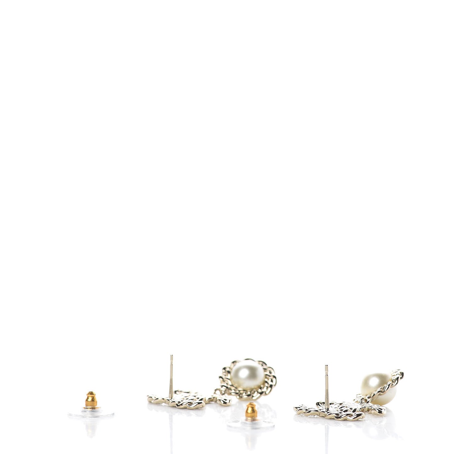 Crystal Pearl Pearls Coronation CC Drop Earrings Gold