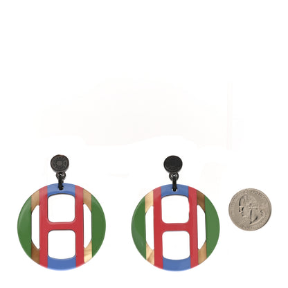 Hermes Lacquered Horn H Equipe Earrings 2 of 7
