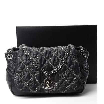 Chanel Nylon Quilted Tweed Stitch Bubble Flap Black 14 of 14