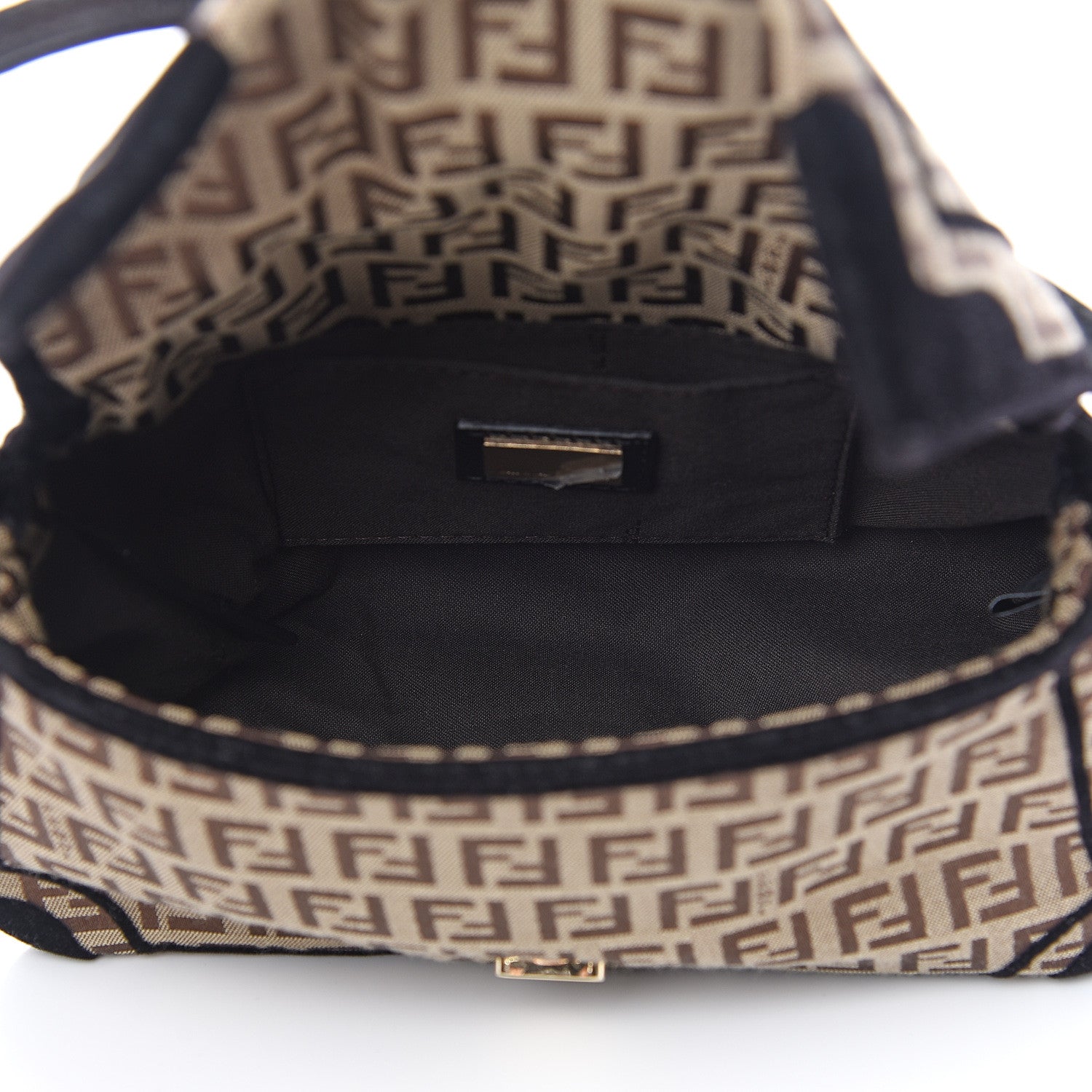 Fendi Zucchino Velvet Vitello Mini Mama Tube Bag Mogano Panna Black 4 of 9