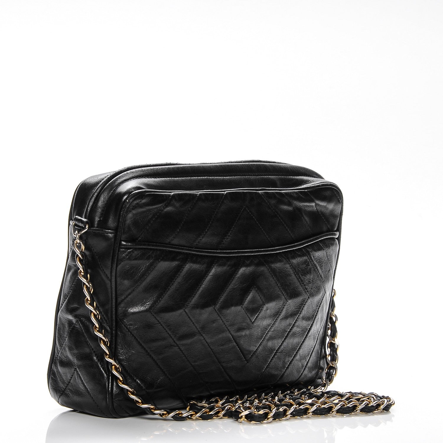 Chanel Lambskin Chevron Tassel Camera Case Black 3 of 9