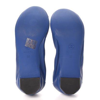 Chanel Lambskin CC Elastic Cap Toe Ballerina Flats 37 Blue 7 of 8