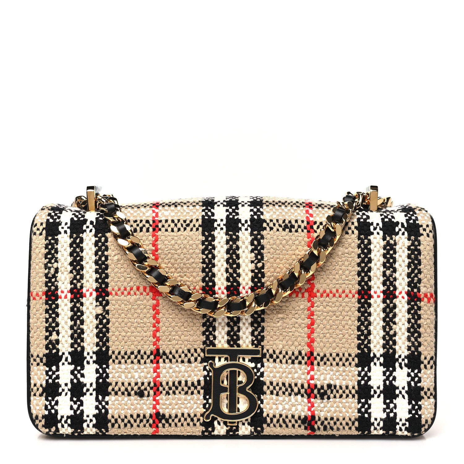 Burberry Calfskin Boucle Check Small Lola Chain Bag Archive Beige 1 of 10