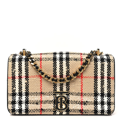 Burberry Calfskin Boucle Check Small Lola Chain Bag Archive Beige 1 of 10