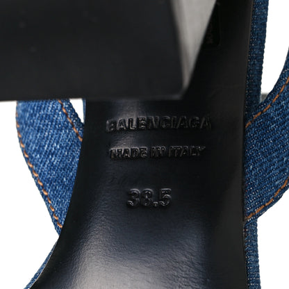 Balenciaga Denim Ankle Strap Round Heel Sandals 38.5 Bleu Clair 6 of 8