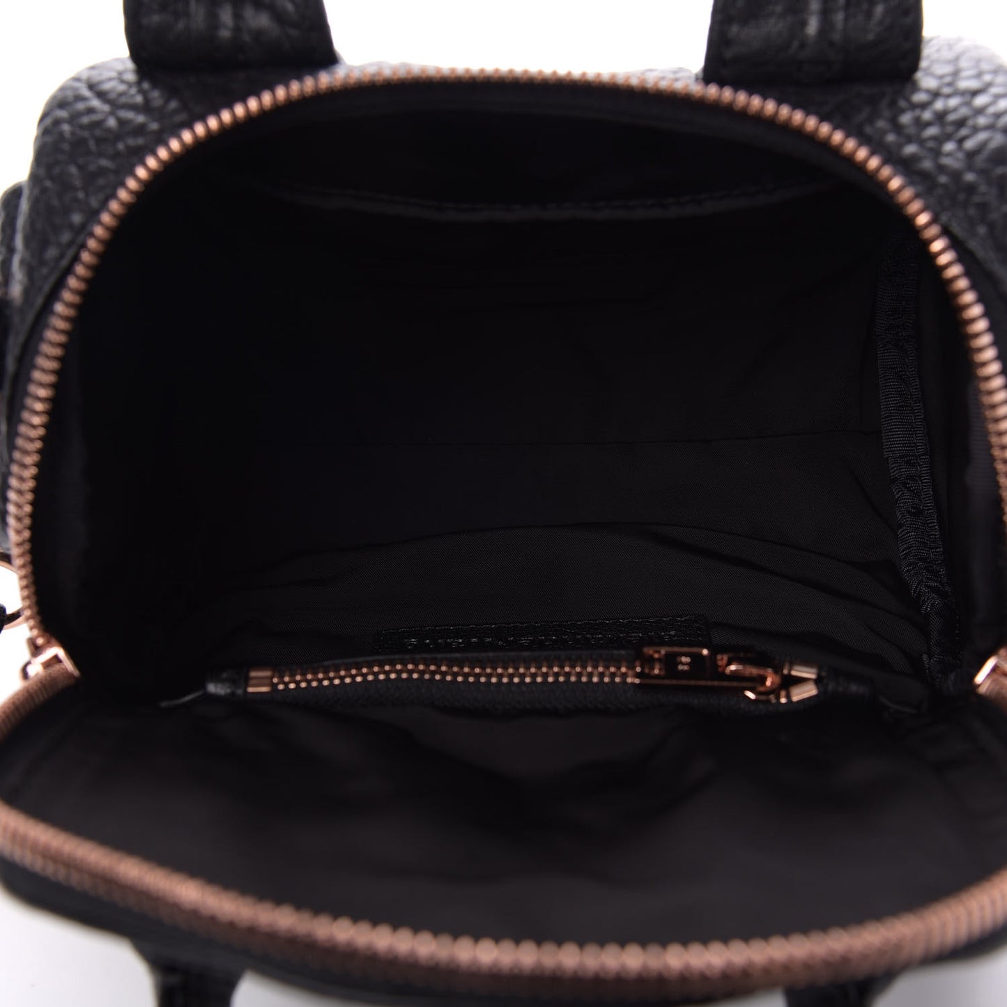 Pebbled Lambskin Mini Rockie Black Rose Gold Hardware