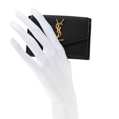 Saint Laurent Grain De Poudre Uptown Monogram Card Case Black 2 of 7