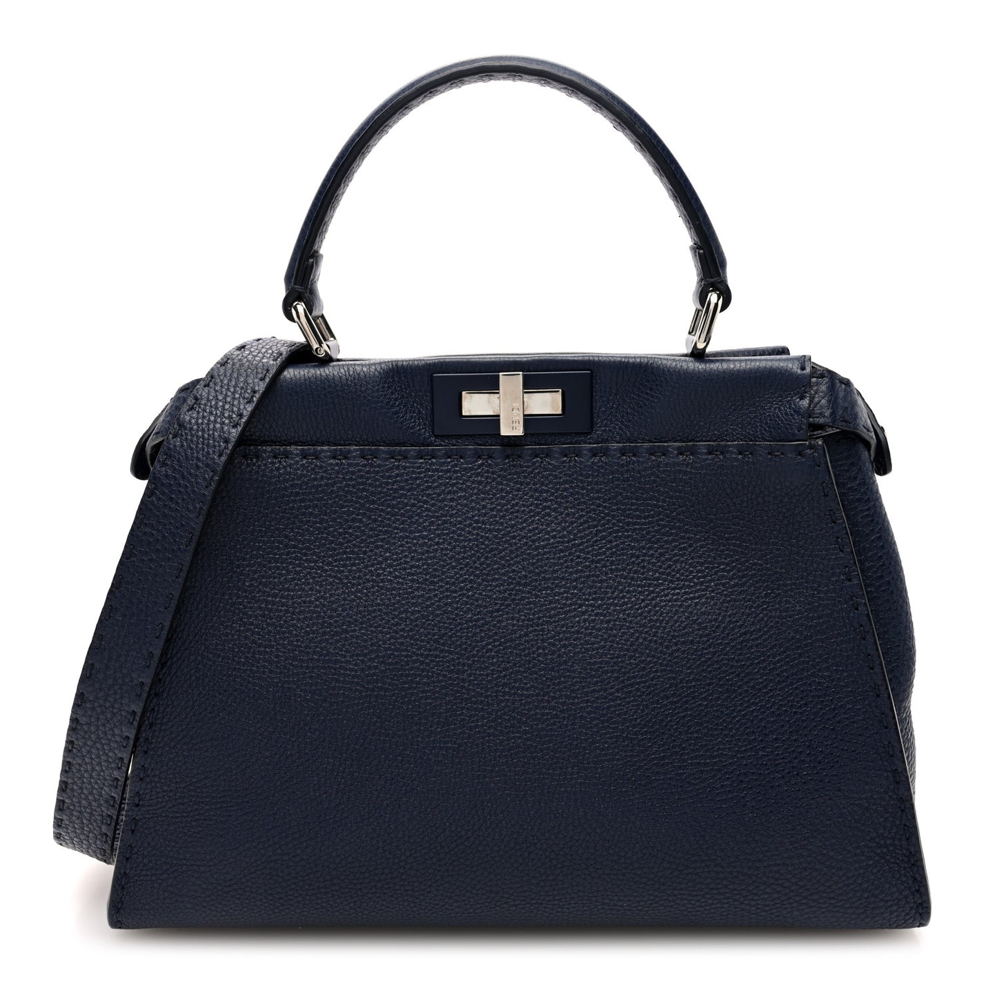 Cuoio Romano Selleria Medium Peekaboo Iconic Satchel Blue Notte