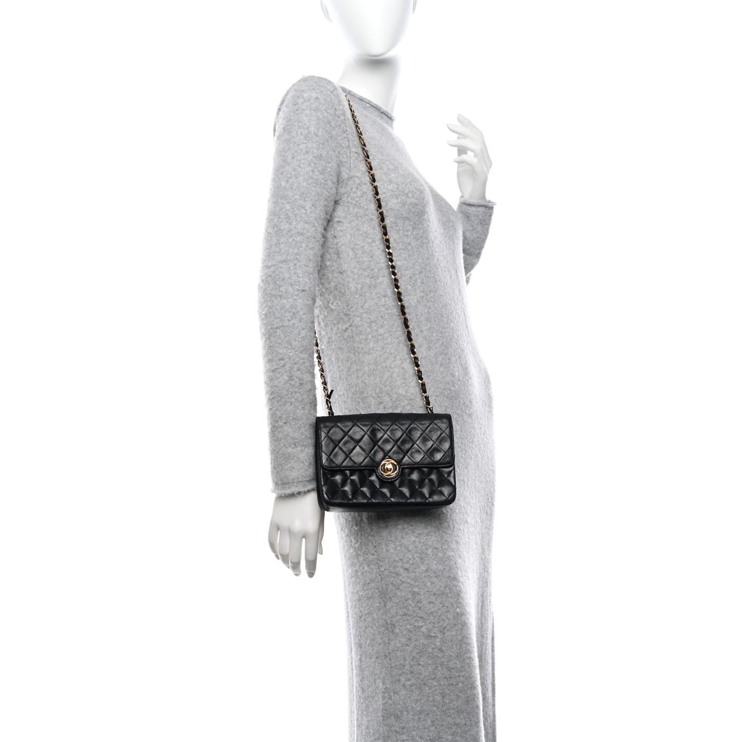 Lambskin Quilted Single Flap Bag Black