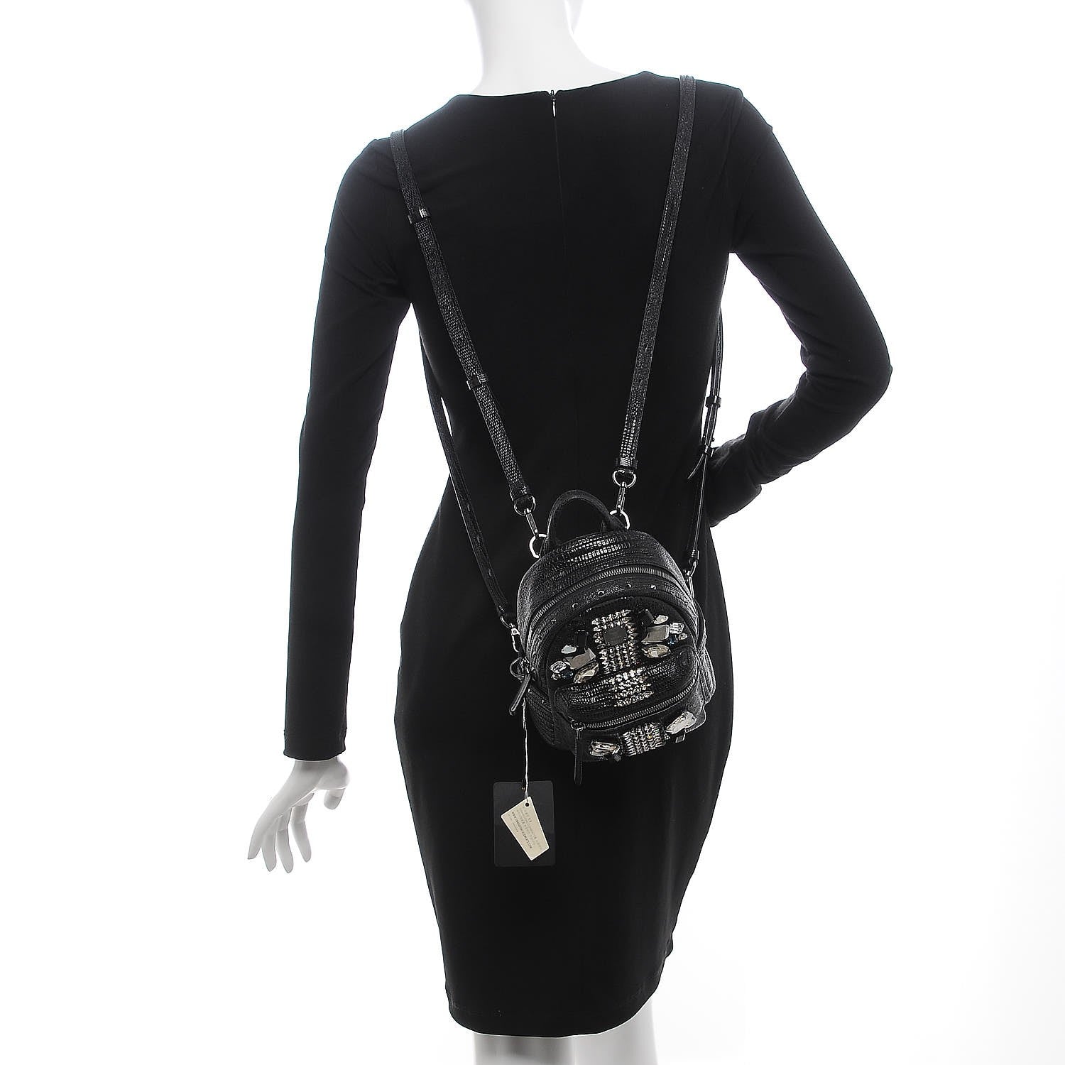 MCM Crocodile Swarovski Crystal Mini Bebe Boo Backpack Black 2 of 10