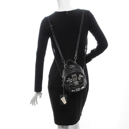 MCM Crocodile Swarovski Crystal Mini Bebe Boo Backpack Black 2 of 10